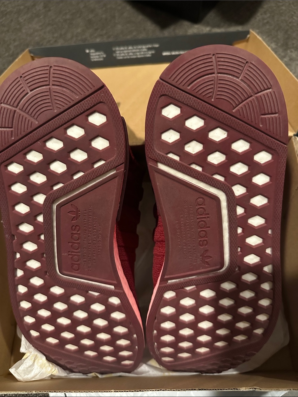 adidas Women's Burgundy Red Athletic Sneakers with Gold Logo - Picture 2 of 4